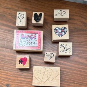 Heart and Love Themed Wooden Stamps